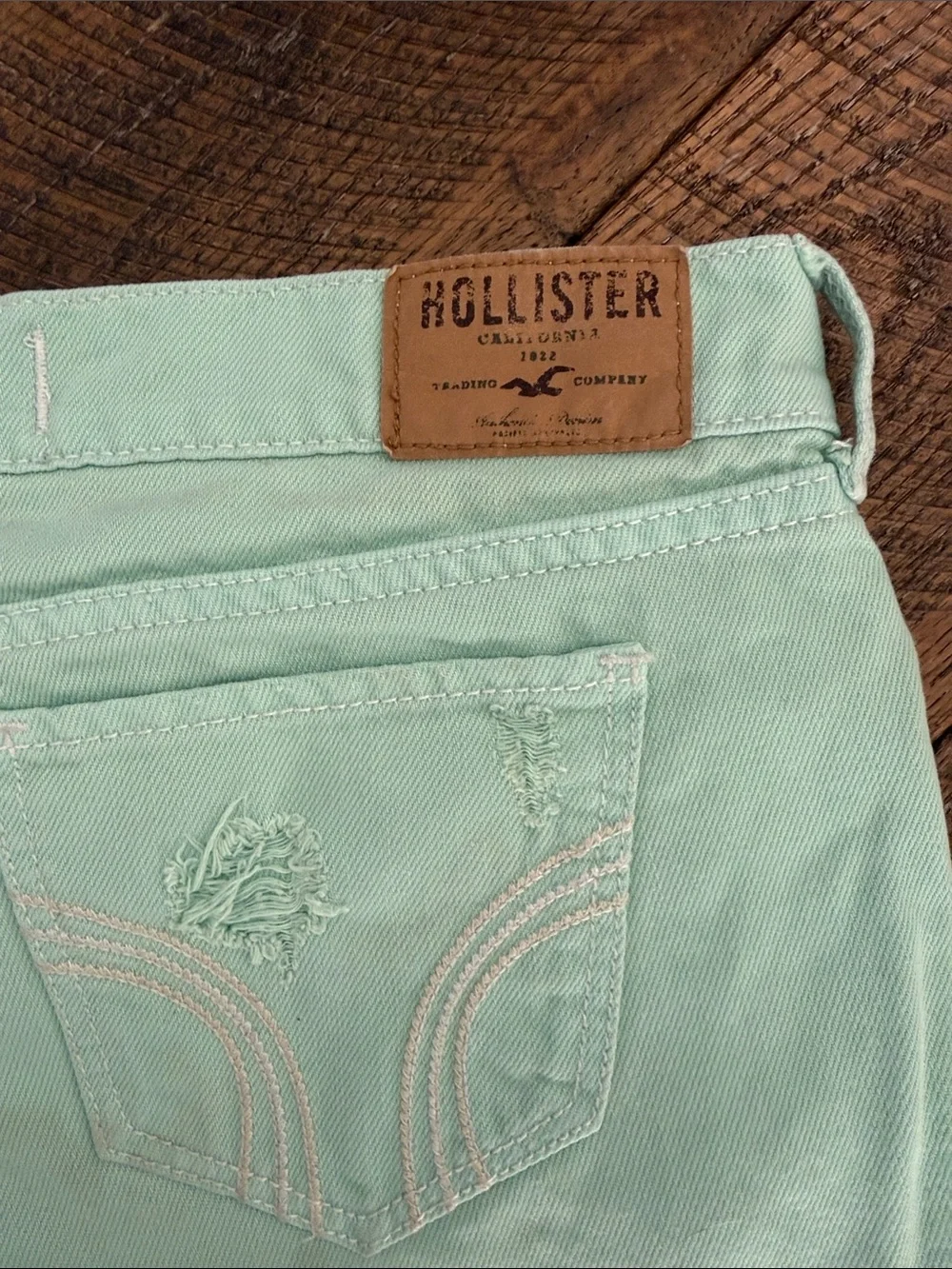 Y2K Hollister Mint Green Ripped Denim Short Shorts - Women
